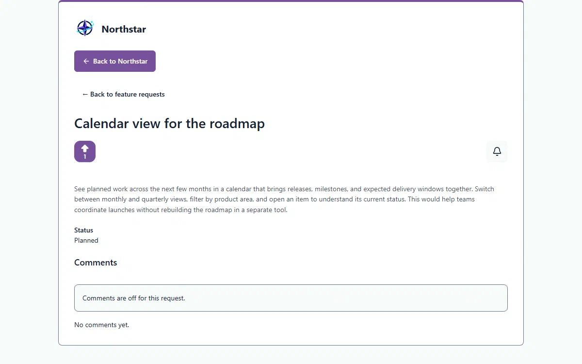 Fictional Northstar hosted page showing vote controls and current vote counts.